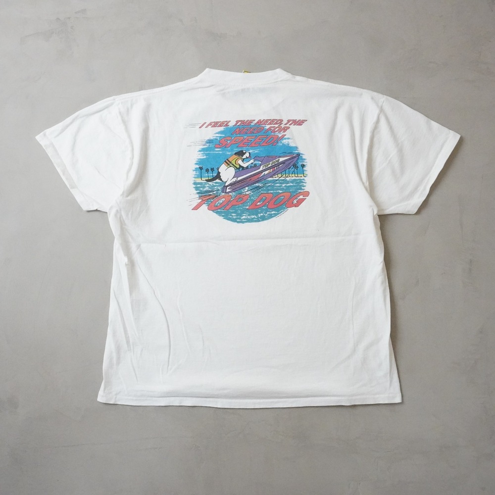 Vintage Big Dogs T-Shirt XL Mens 90s White Top Dog Jet Ski Speed Made in USA